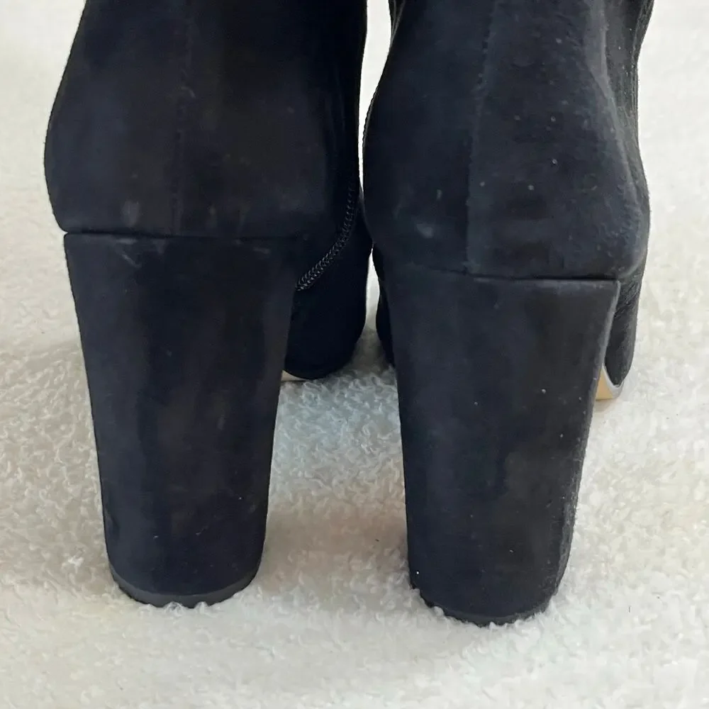 Gianni Bini Women’s Black Suede Leather Boots Sz‎ 8 Over The Knee